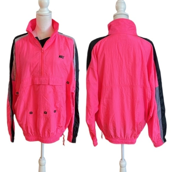 Nike Retro Y2K Windbreaker Jacket Pullover Track 1/2 Zip Front Pouch Large - Picture 3 of 15